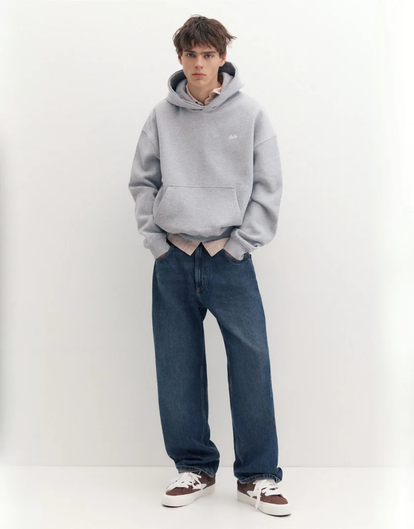 Pull&Bear Pullshka Essential Hoodie — Light Grey