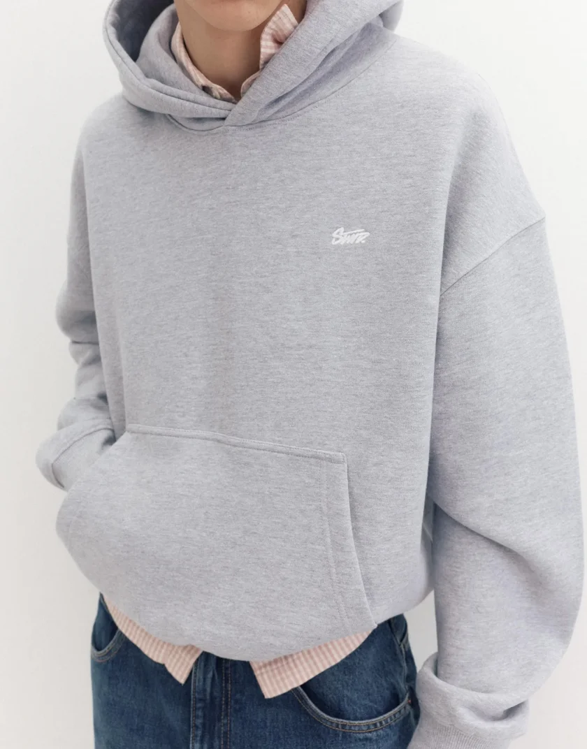 Pull&Bear Pullshka Essential Hoodie — Light Grey