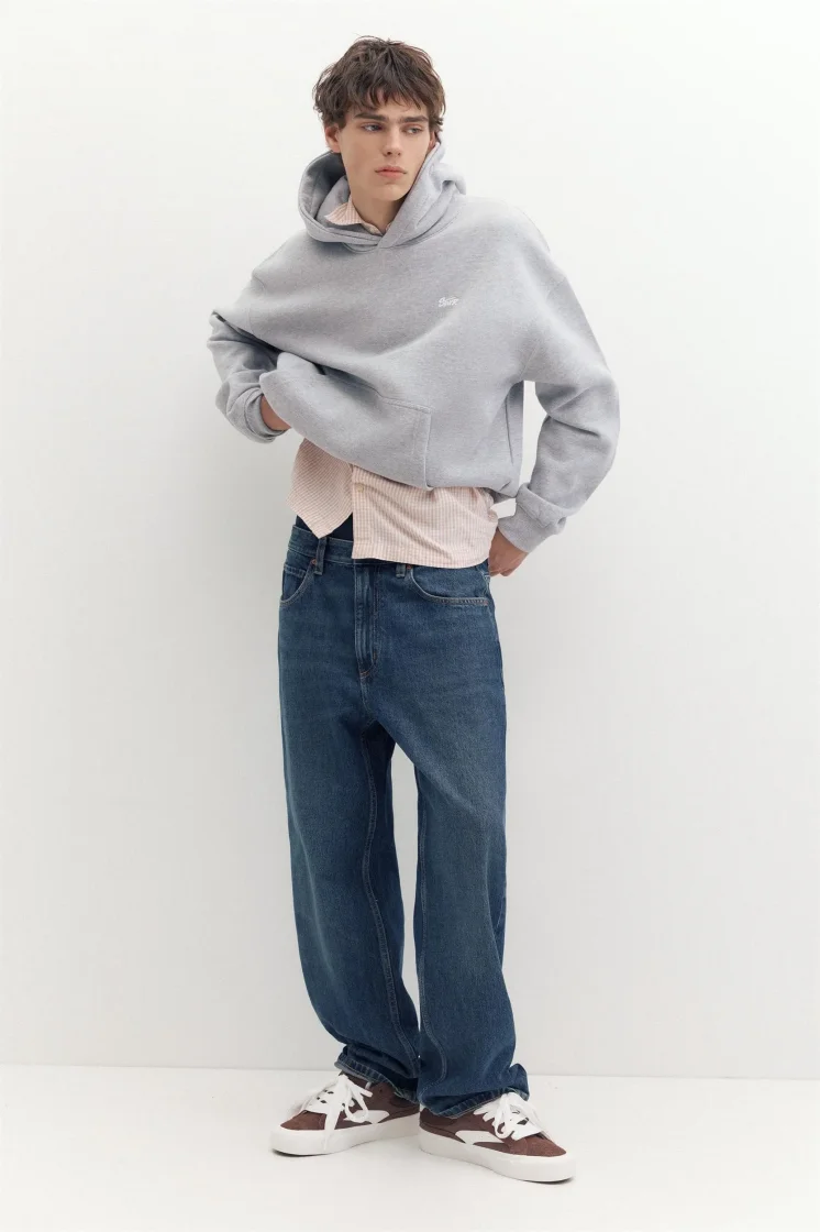 Pull&Bear Pullshka Essential Hoodie — Light Grey