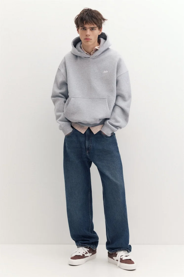 Pull&Bear Pullshka Essential Hoodie — Light Grey