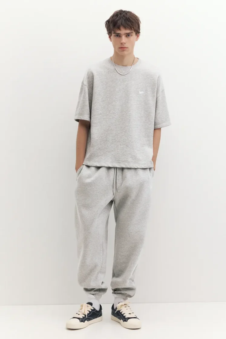 Pull&Bear STWD Embroidered Sweat Tee — Grisâtre