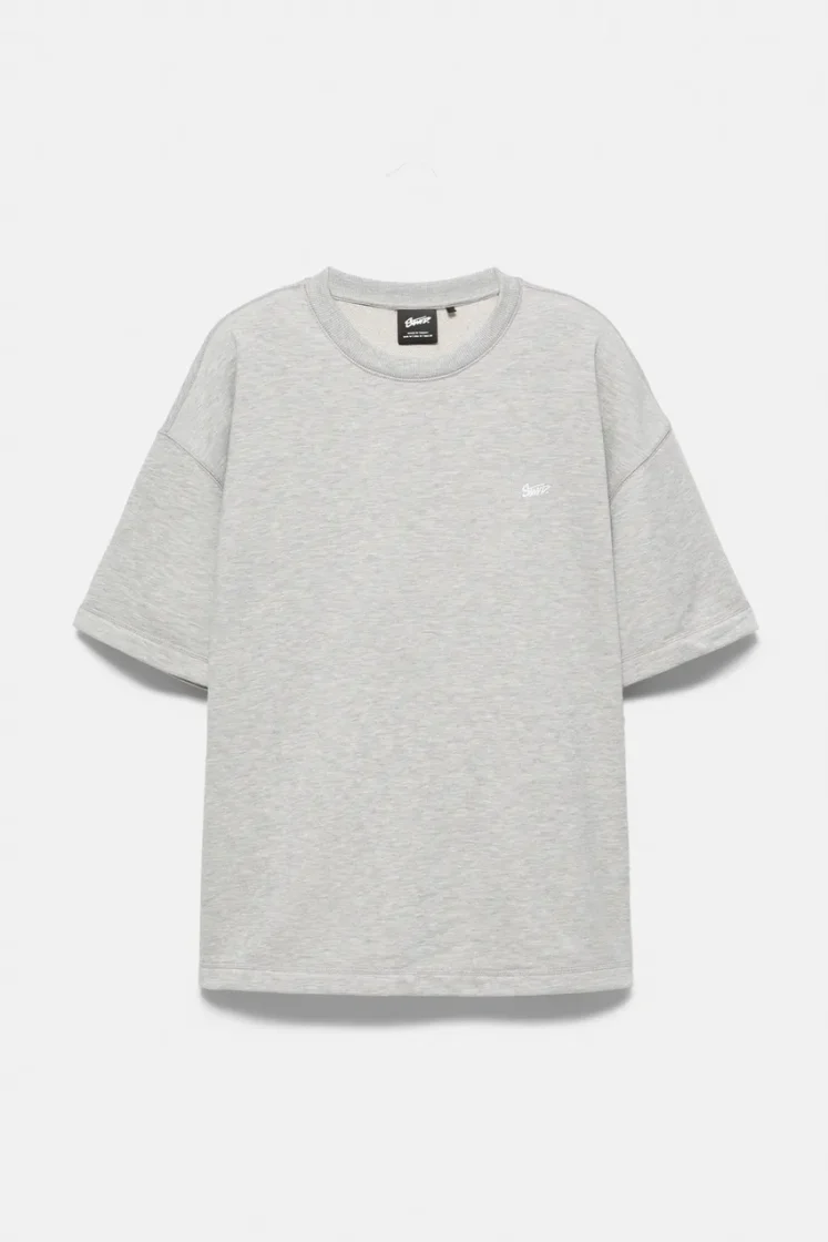 Pull&Bear STWD Embroidered Sweat Tee — Grisâtre