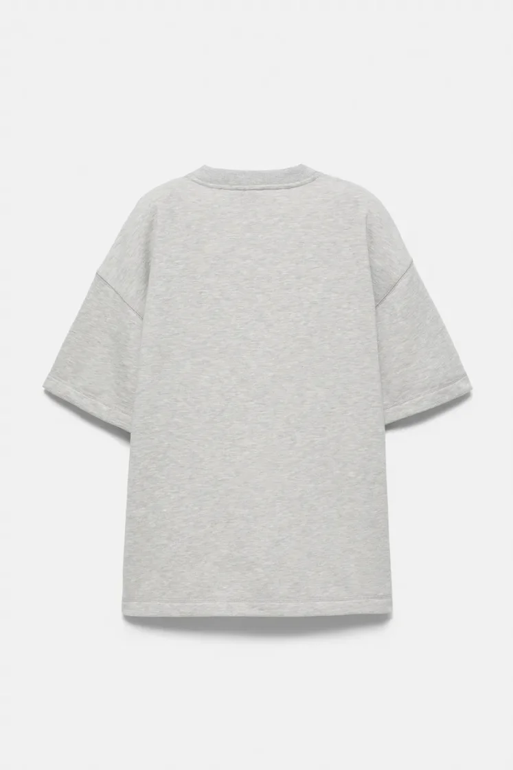 Pull&Bear STWD Embroidered Sweat Tee — Grisâtre