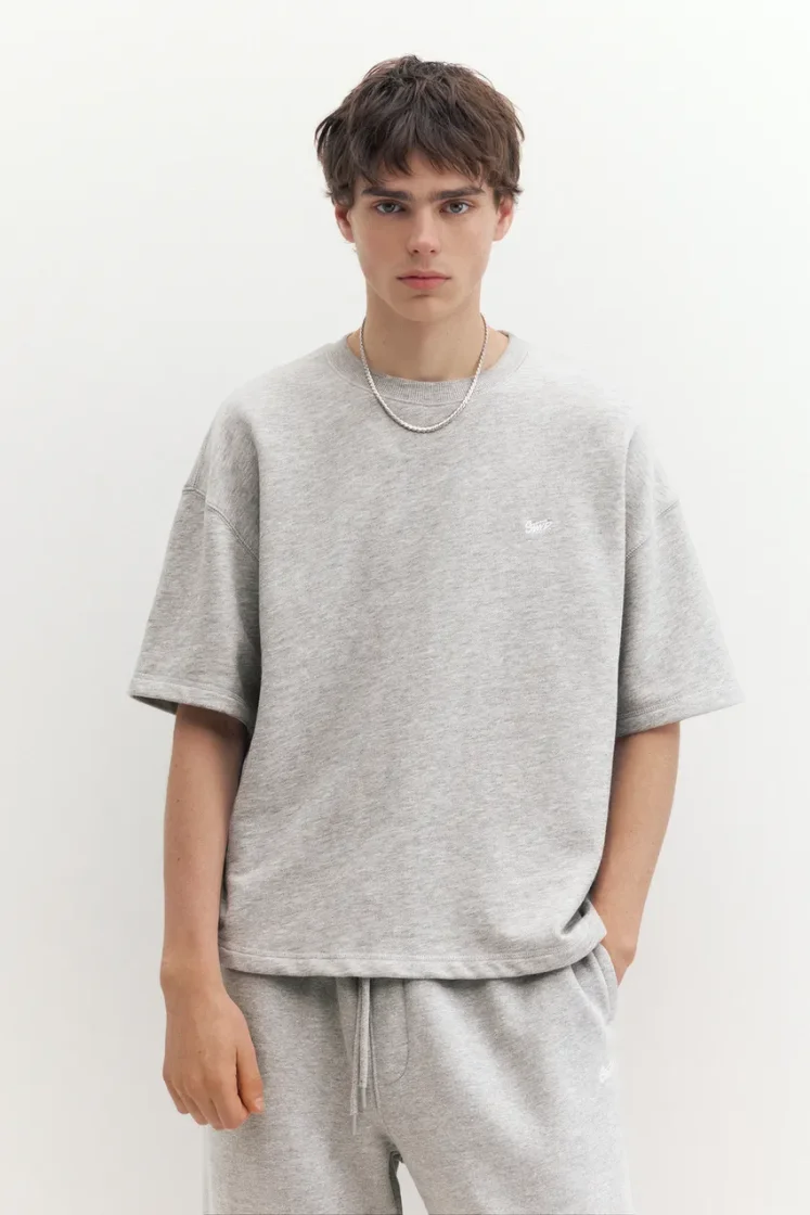 Pull&Bear STWD Embroidered Sweat Tee — Grisâtre