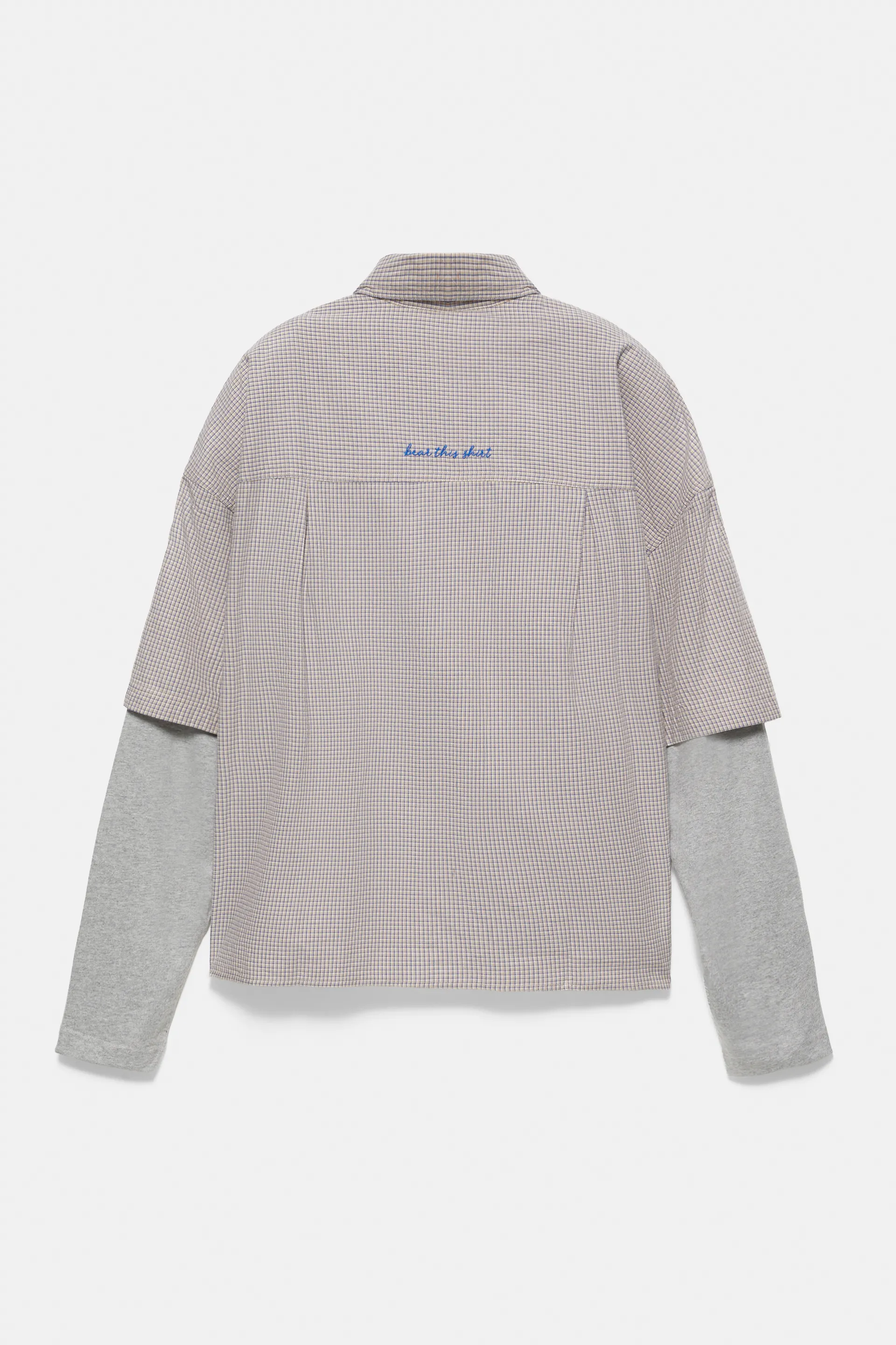 Pull&Bear Double Sleeve Check Shirt — Sable/Bleu