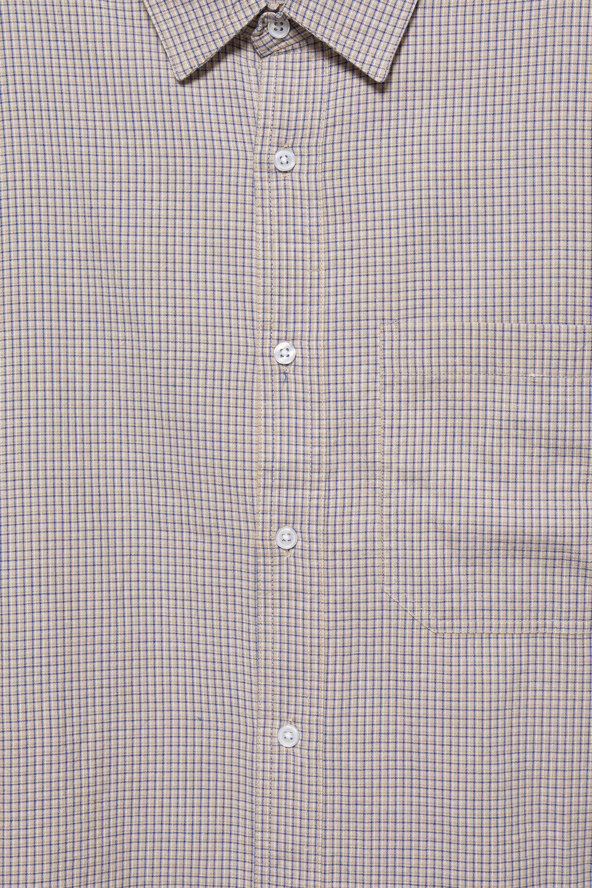 Pull&Bear Double Sleeve Check Shirt — Sable/Bleu