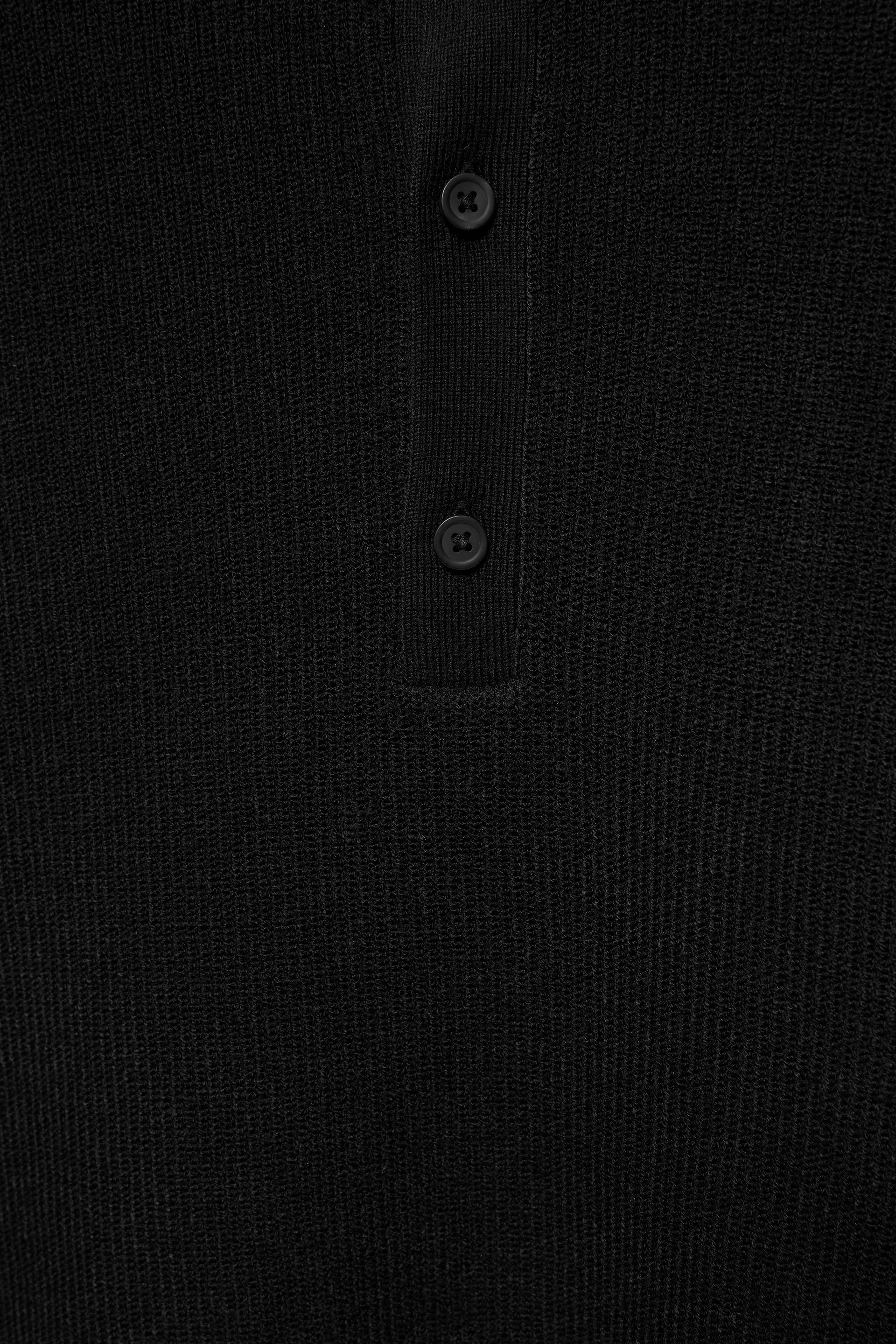 Pull&Bear Henley Knit Pullover — Noir