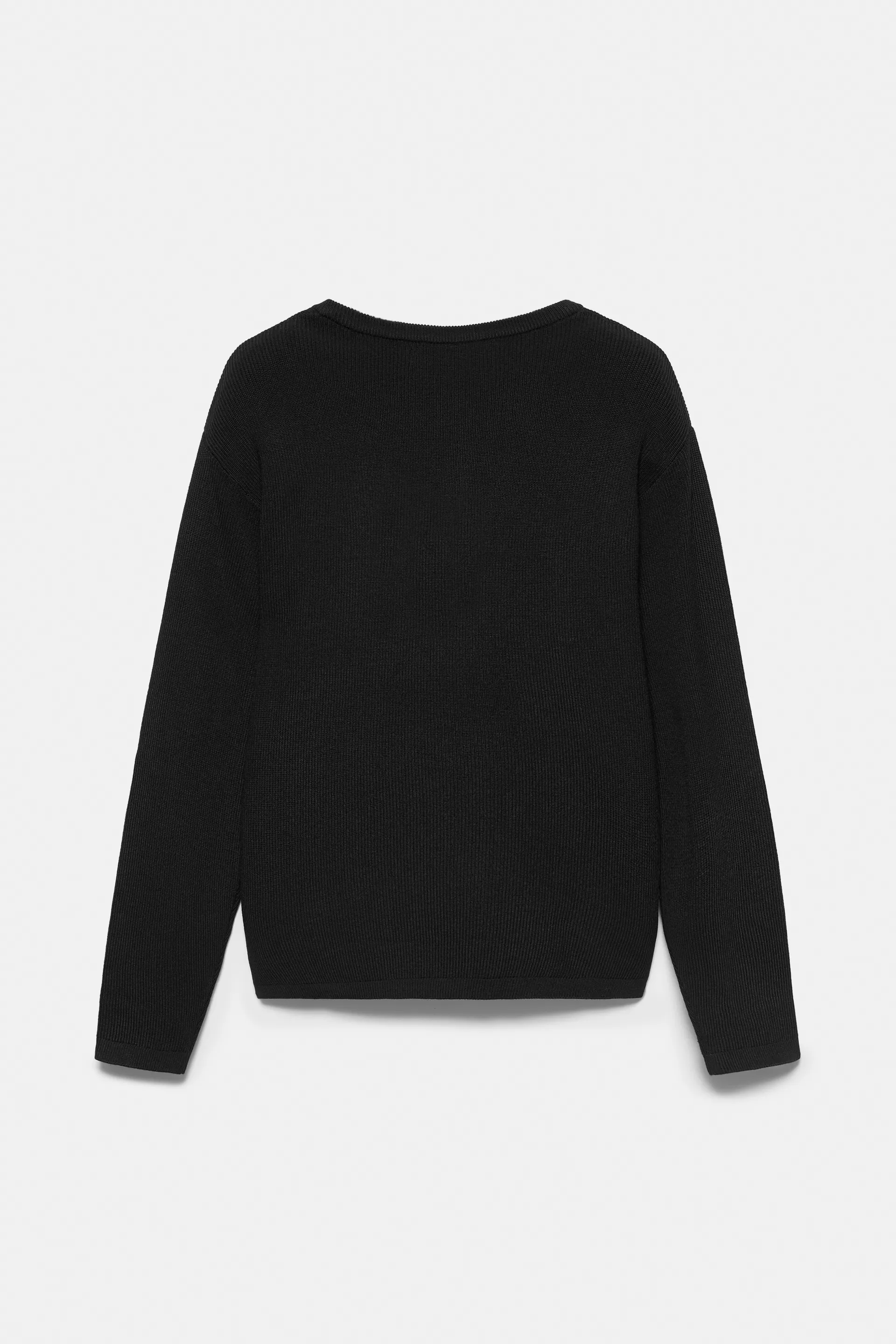 Pull&Bear Henley Knit Pullover — Noir