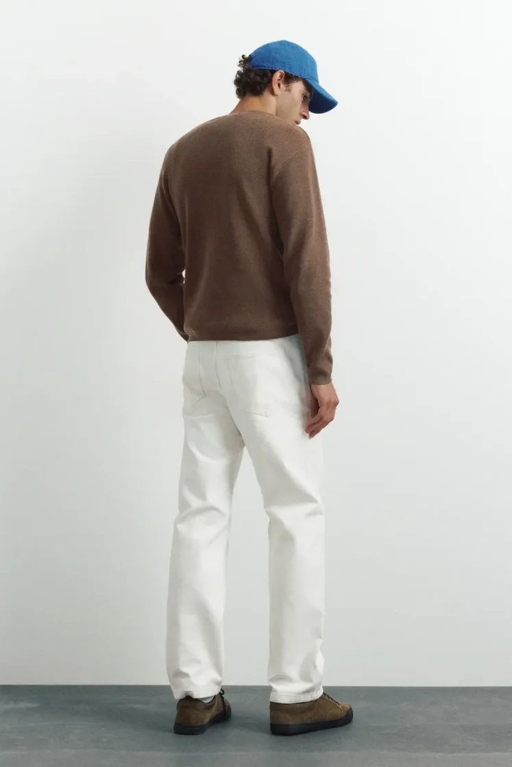 Pull&Bear Henley Knit Pullover — Chocolate