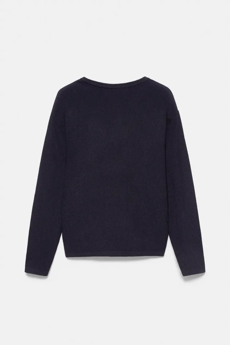 Pull&Bear Henley Knit Pullover — Navy