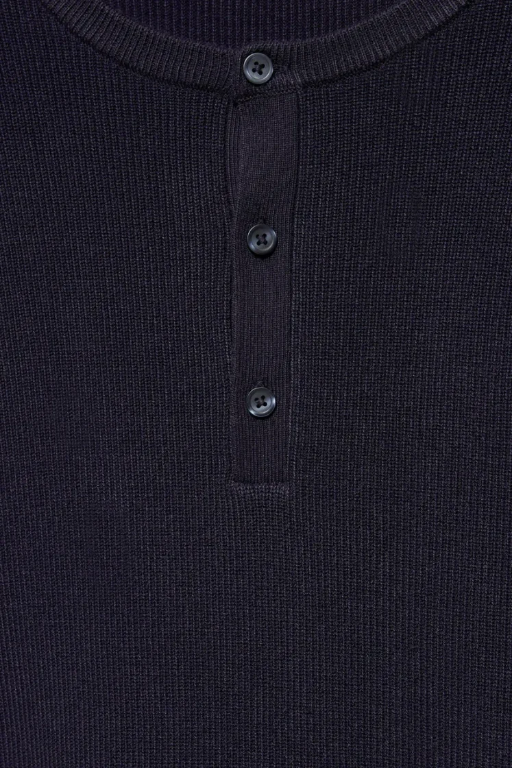 Pull&Bear Henley Knit Pullover — Navy