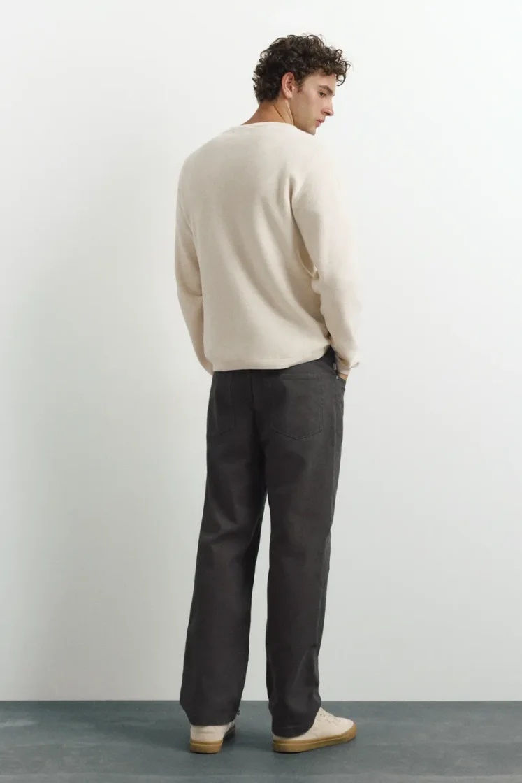Pull&Bear Henley Knit Pullover — White