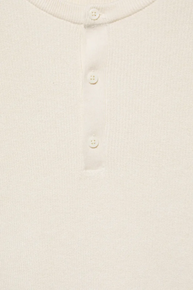 Pull&Bear Henley Knit Pullover — White