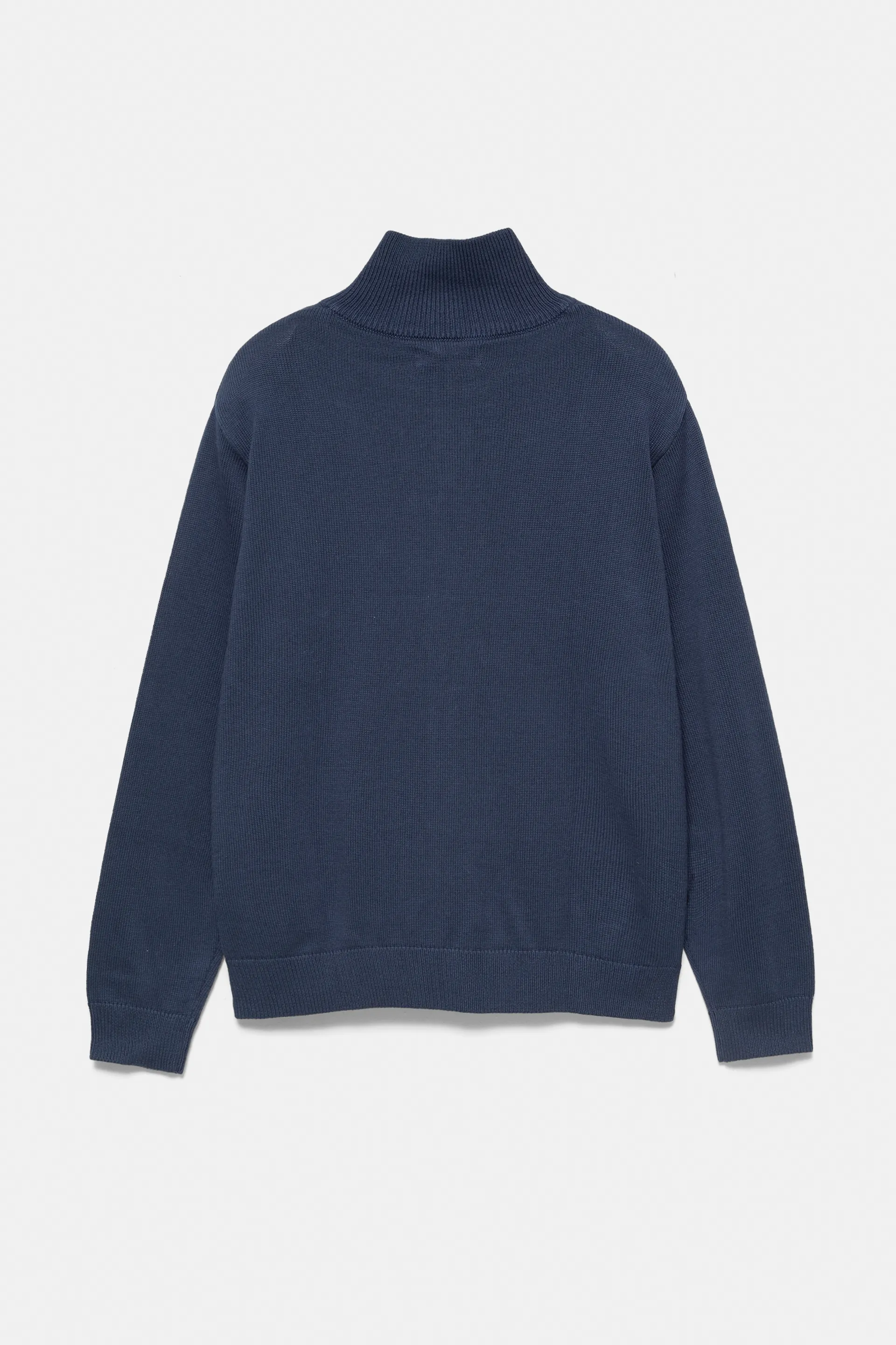 Pull&Bear Zip-Neck Embroidered Knit — Bleu indigo