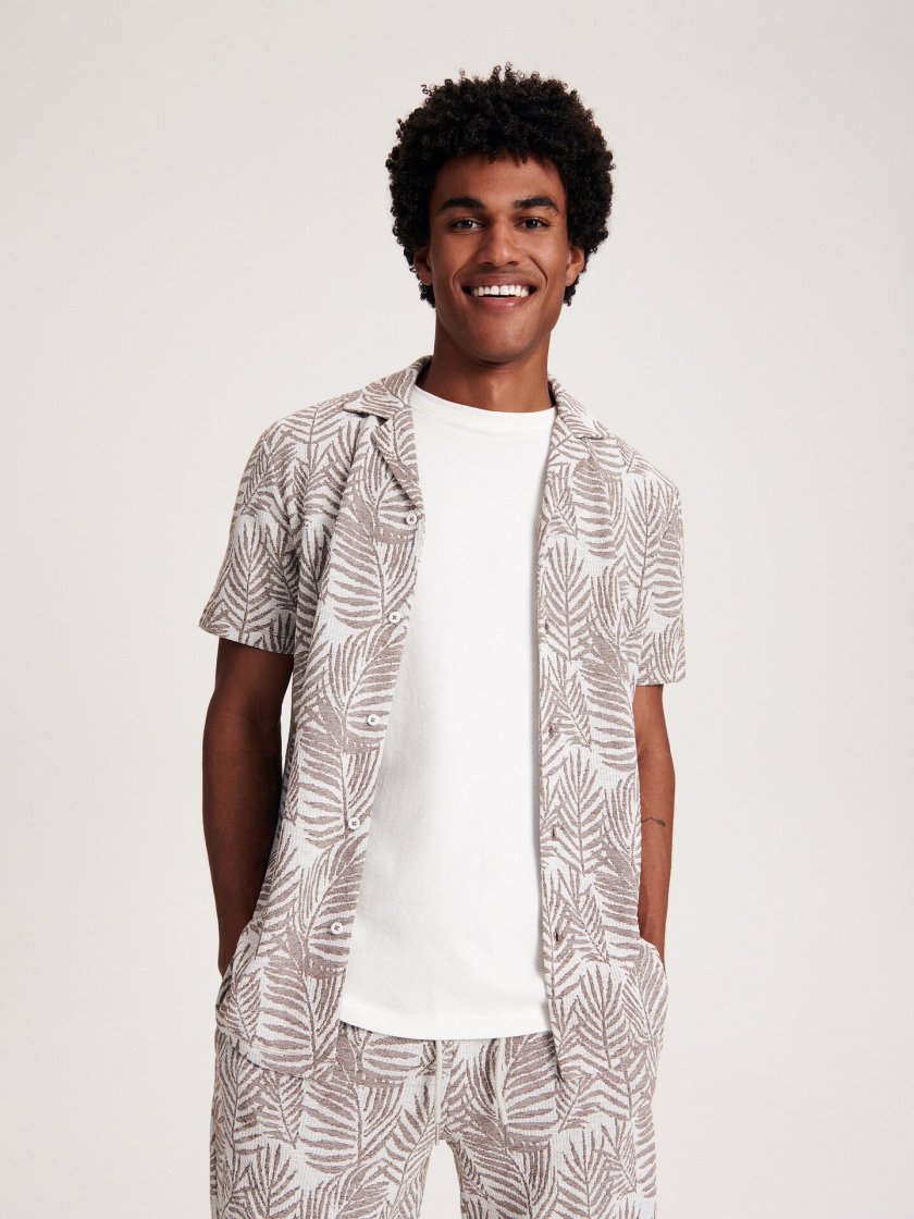 Shadow Print Statement Shirt — Brown