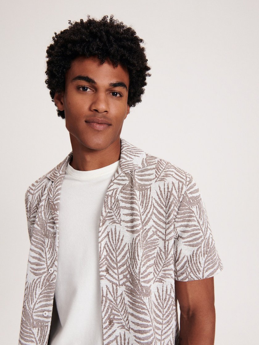 Shadow Print Statement Shirt — Brown