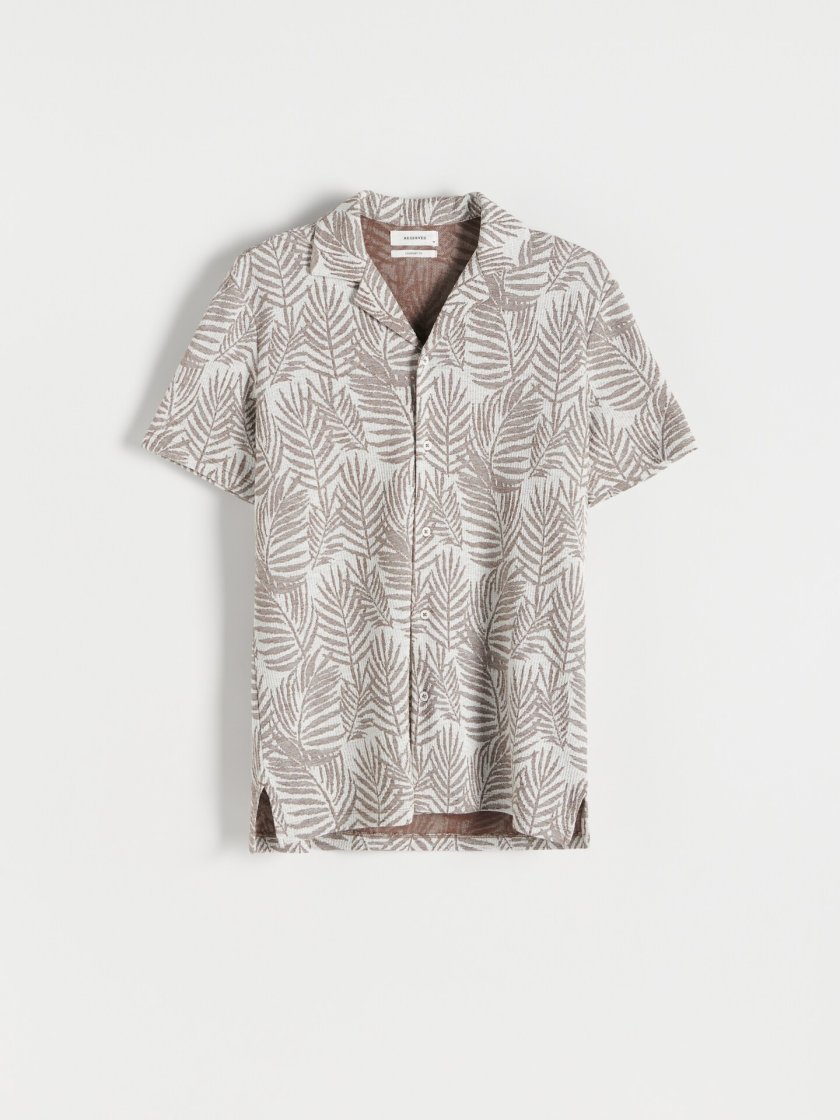 Shadow Print Statement Shirt — Brown