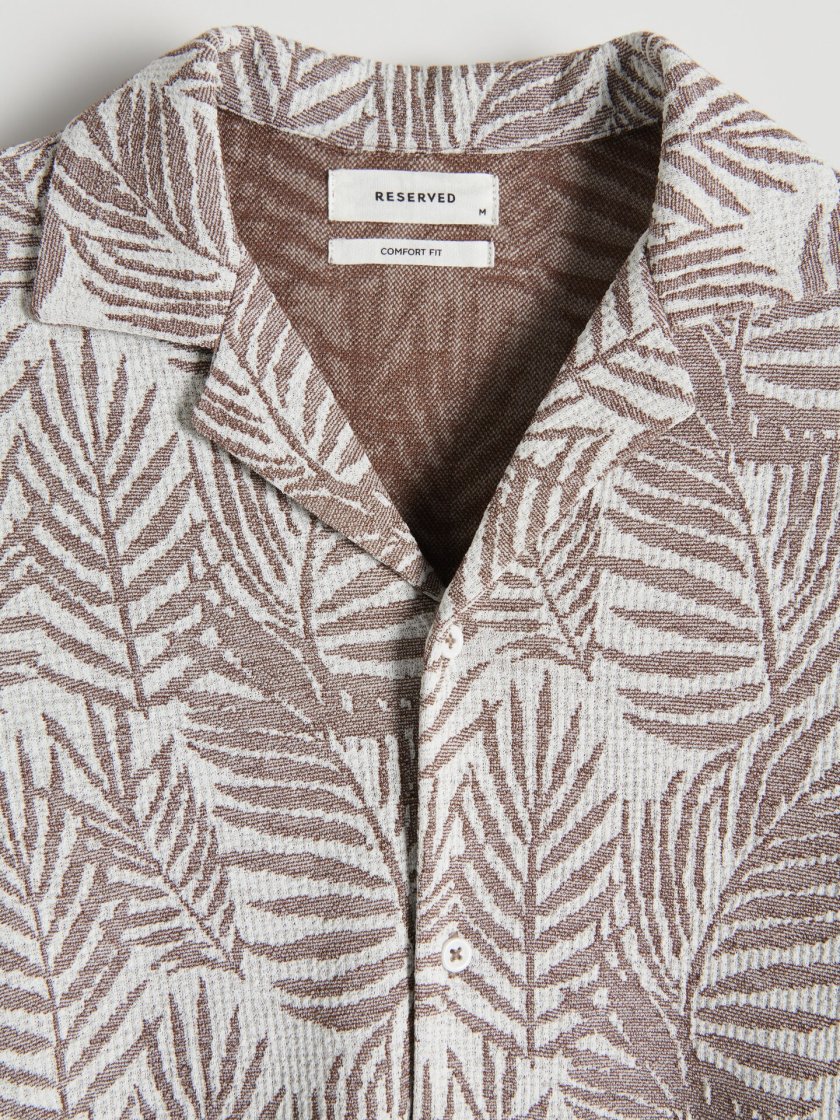 Shadow Print Statement Shirt — Brown