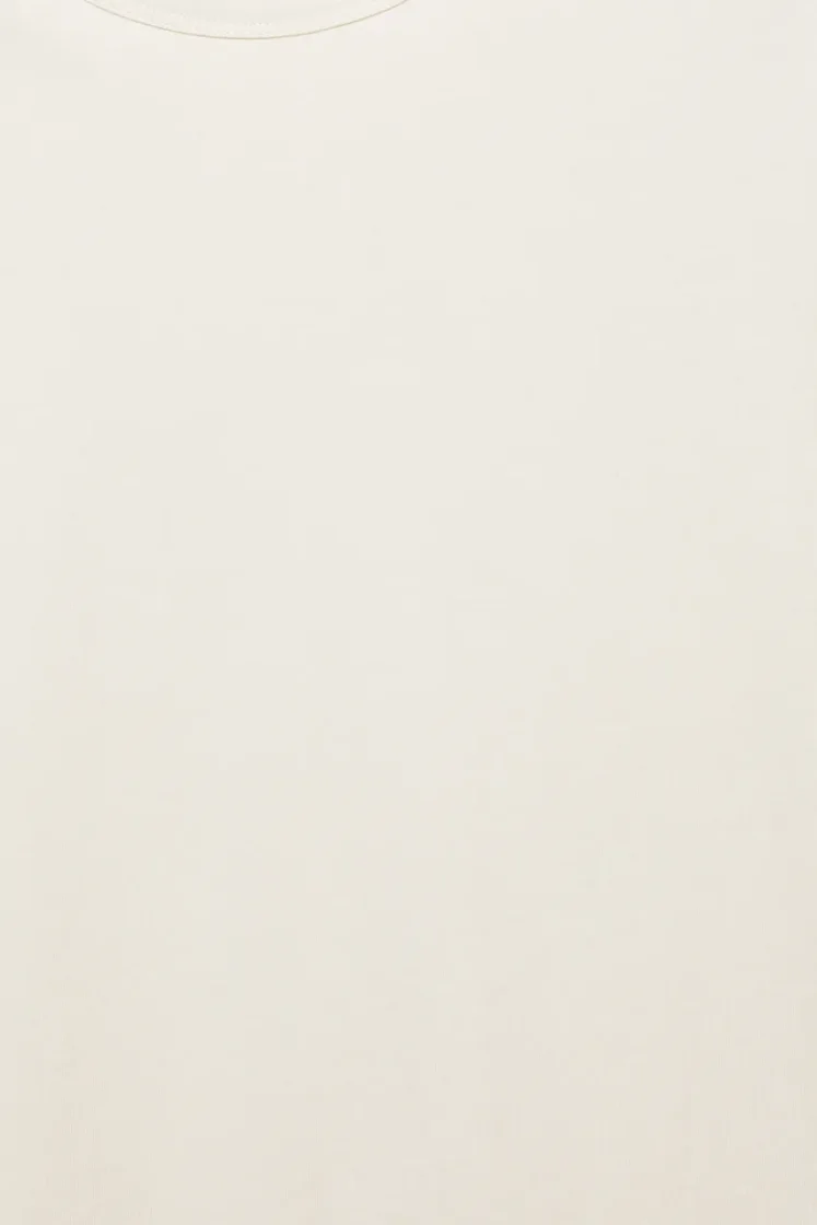 Pull&Bear Slim Fit Cotton Crew Tee — Cream