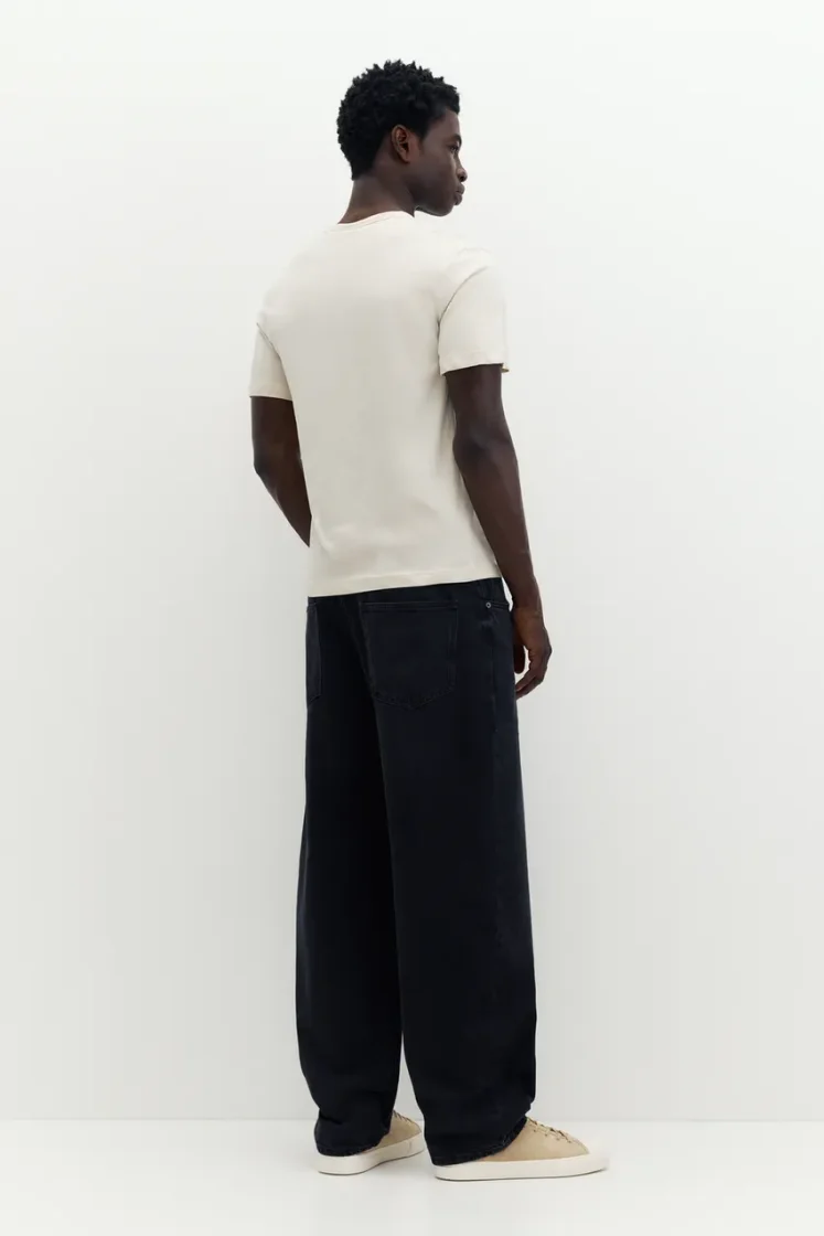 Pull&Bear Slim Fit Cotton Crew Tee — Cream