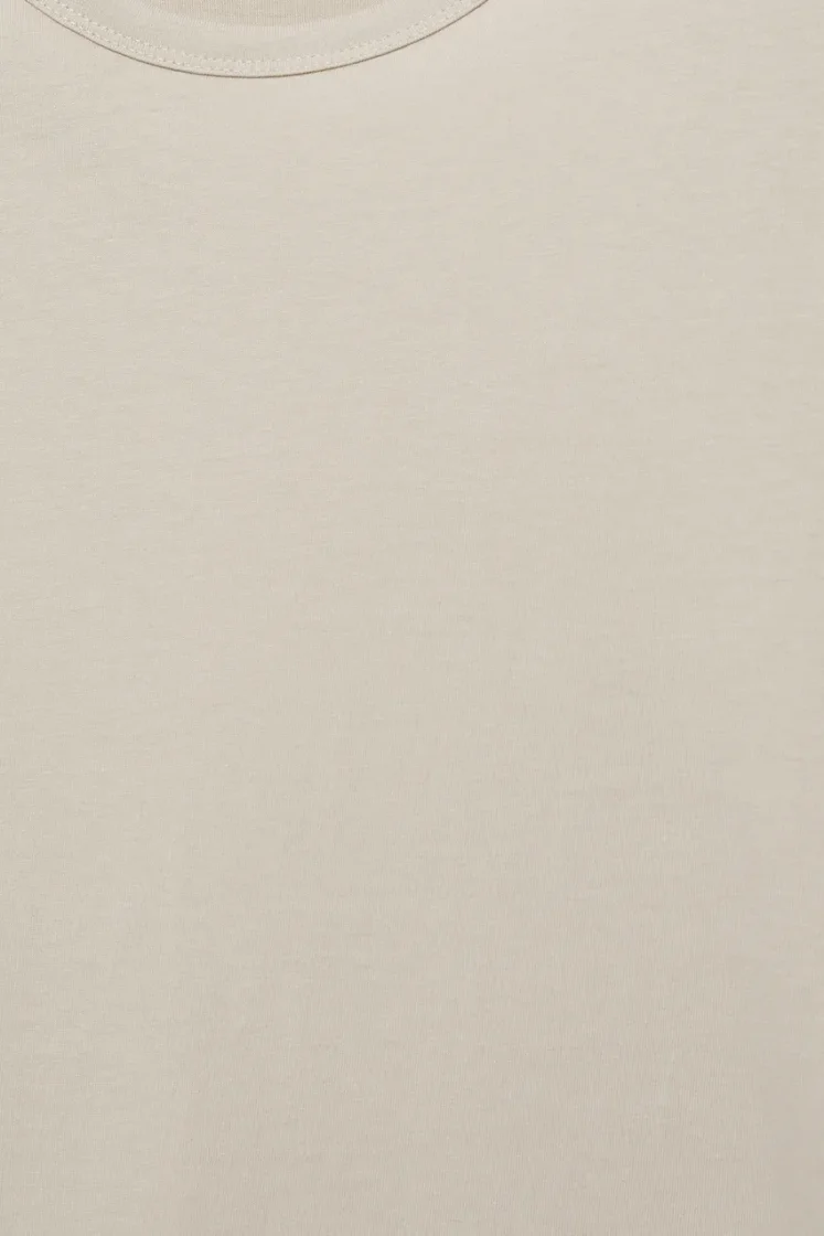 Pull&Bear Slim Fit Cotton Crew Tee — Sand