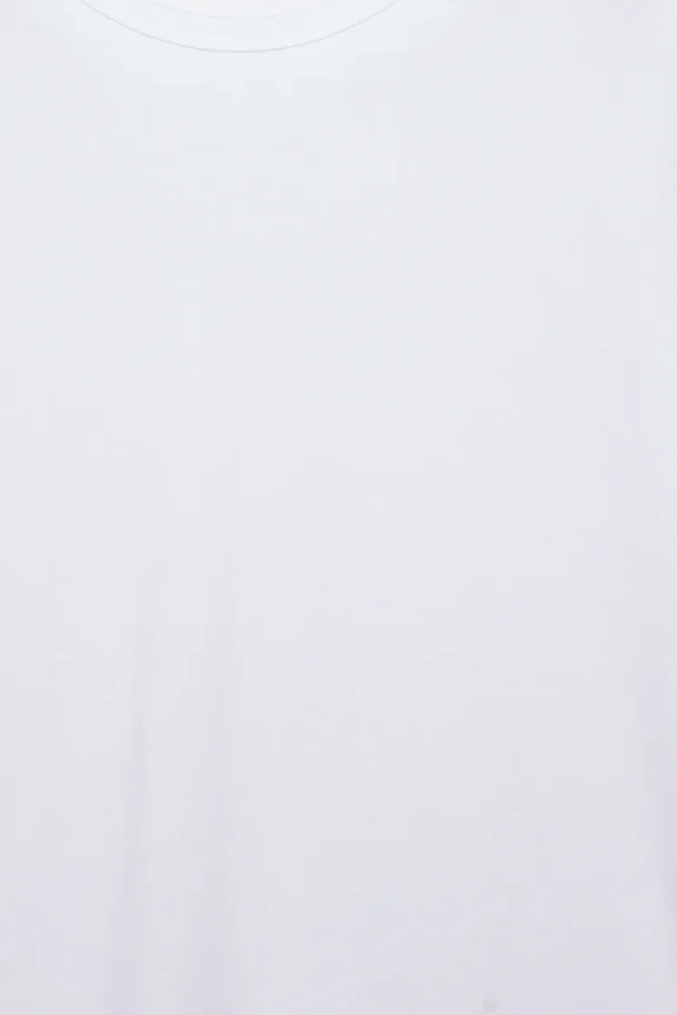 Pull&Bear Slim Fit Cotton Crew Tee — White