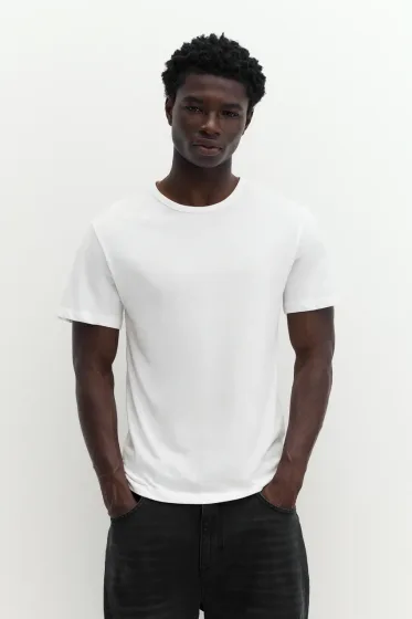 T-shirt col rond coton slim