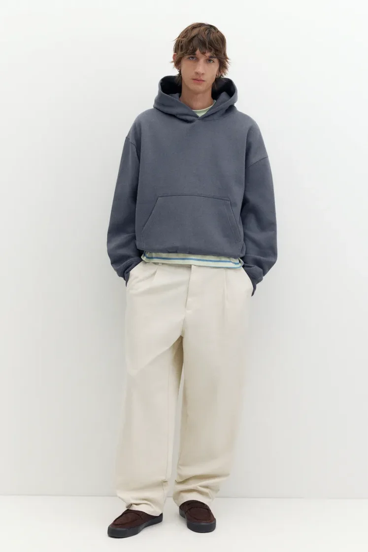 Pull&Bear STWD Boxy Hoodie — blue grey