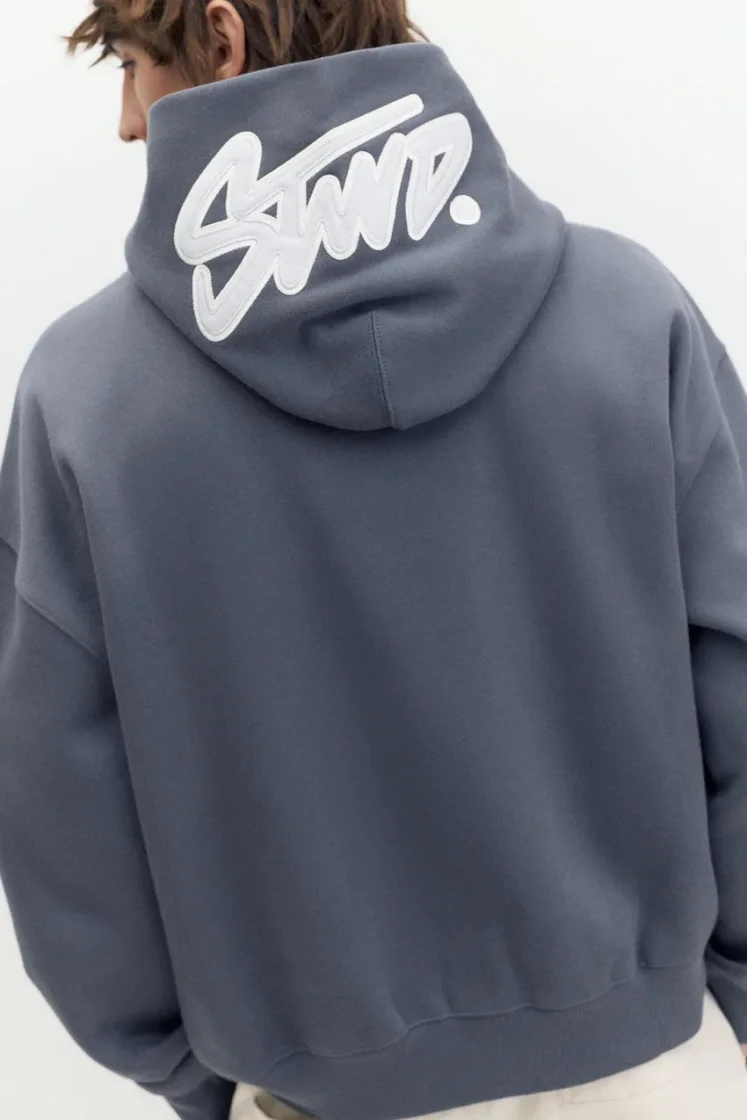 Pull&Bear STWD Boxy Hoodie — blue grey