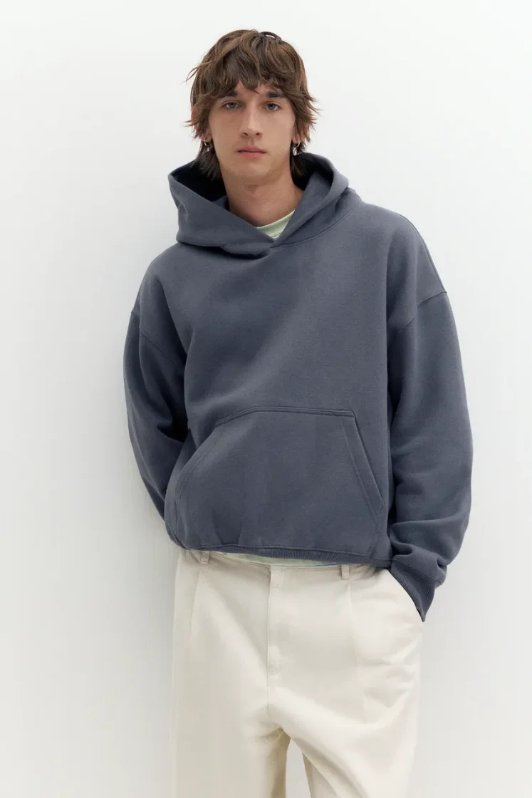 Pull&Bear STWD Boxy Hoodie — blue grey