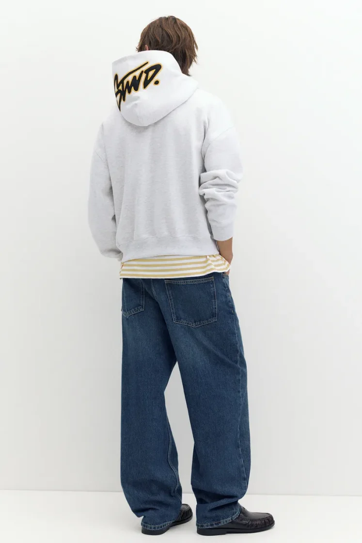 Pull&Bear STWD Boxy Hoodie — Light Grey