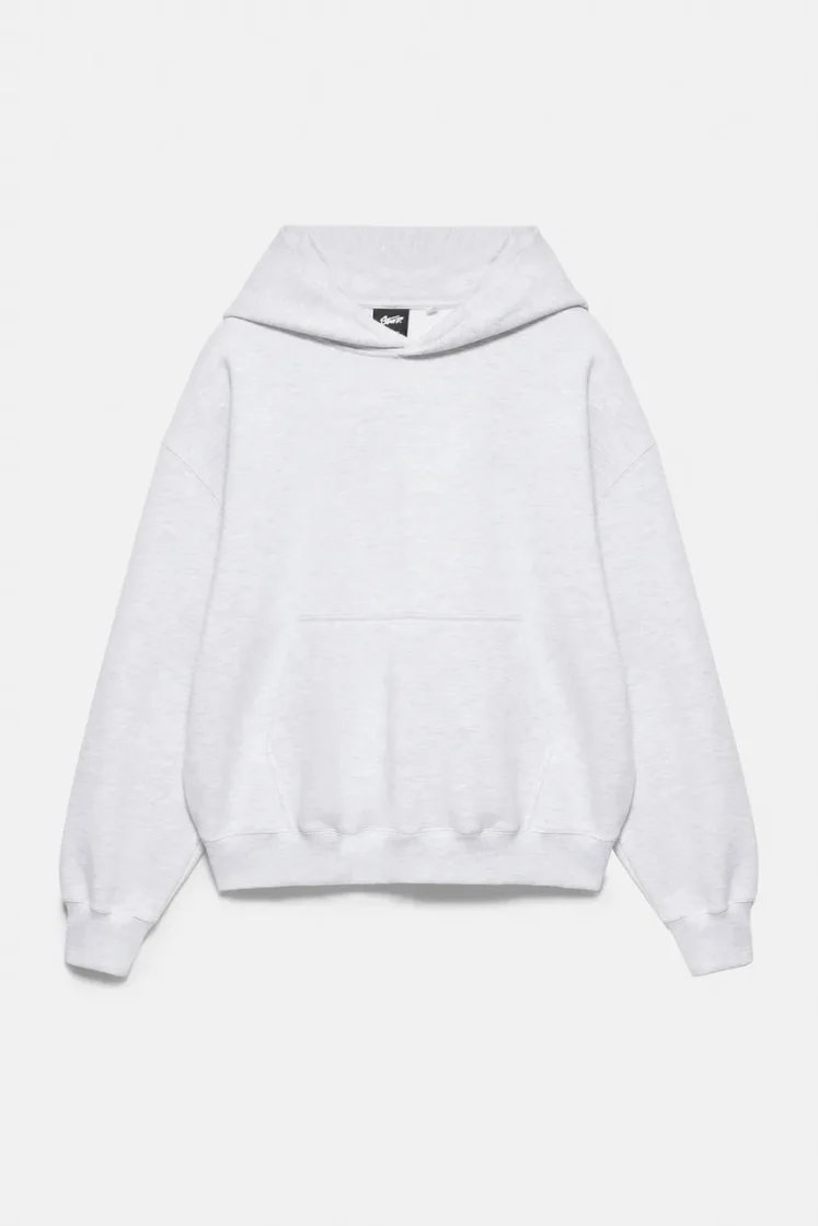 Pull&Bear STWD Boxy Hoodie — Light Grey