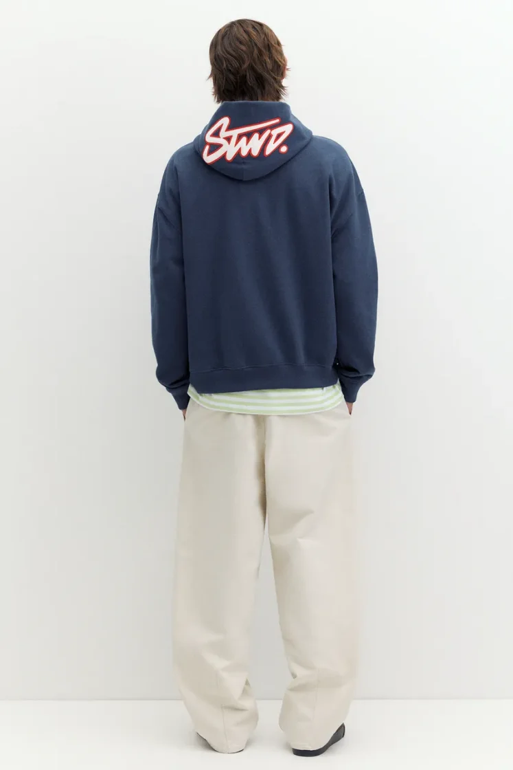 Pull&Bear STWD Boxy Hoodie — Navy