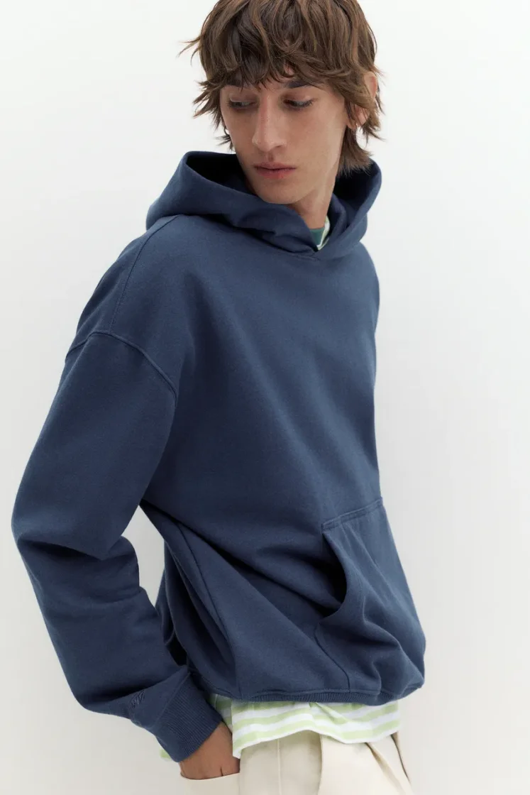 Pull&Bear STWD Boxy Hoodie — Navy