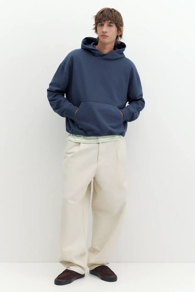 Pull&Bear STWD Boxy Hoodie — Navy