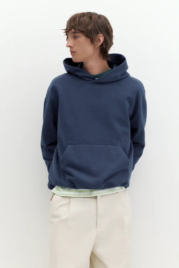 Pull&Bear STWD Boxy Hoodie — Navy