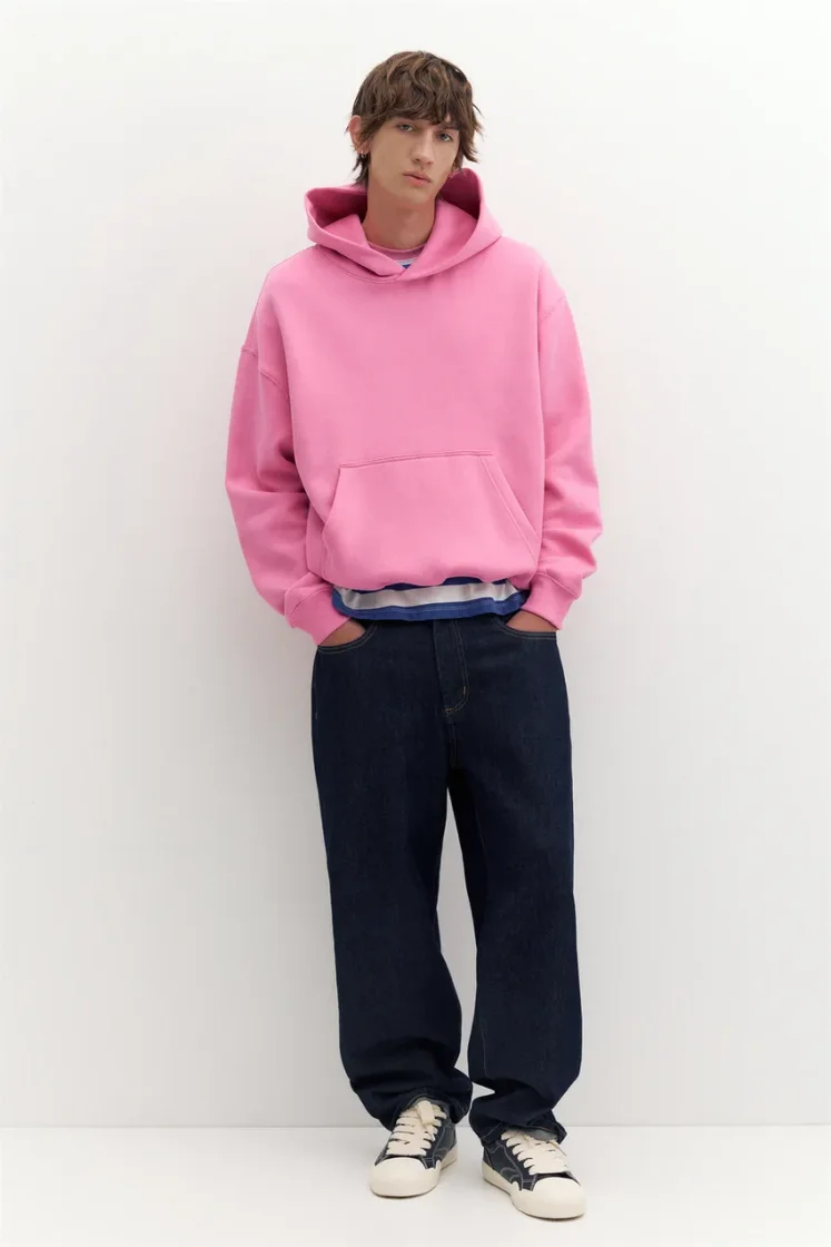 Pull&Bear STWD Boxy Hoodie — Pink