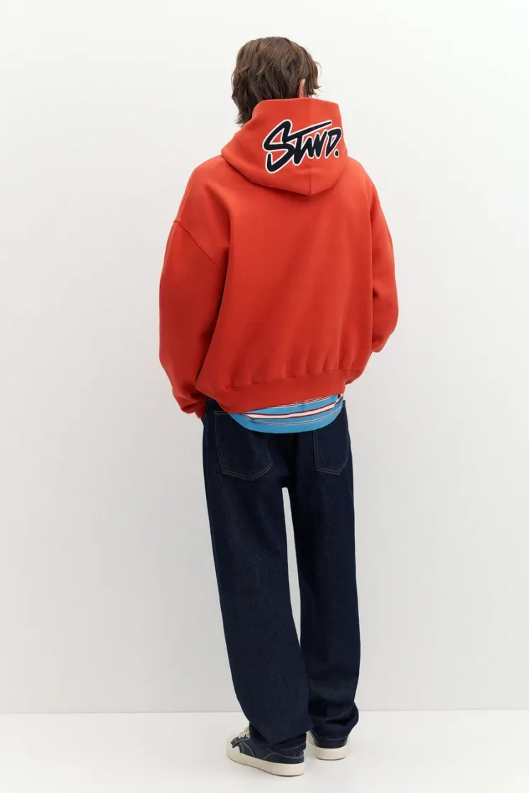 Pull&Bear STWD Boxy Hoodie — Red
