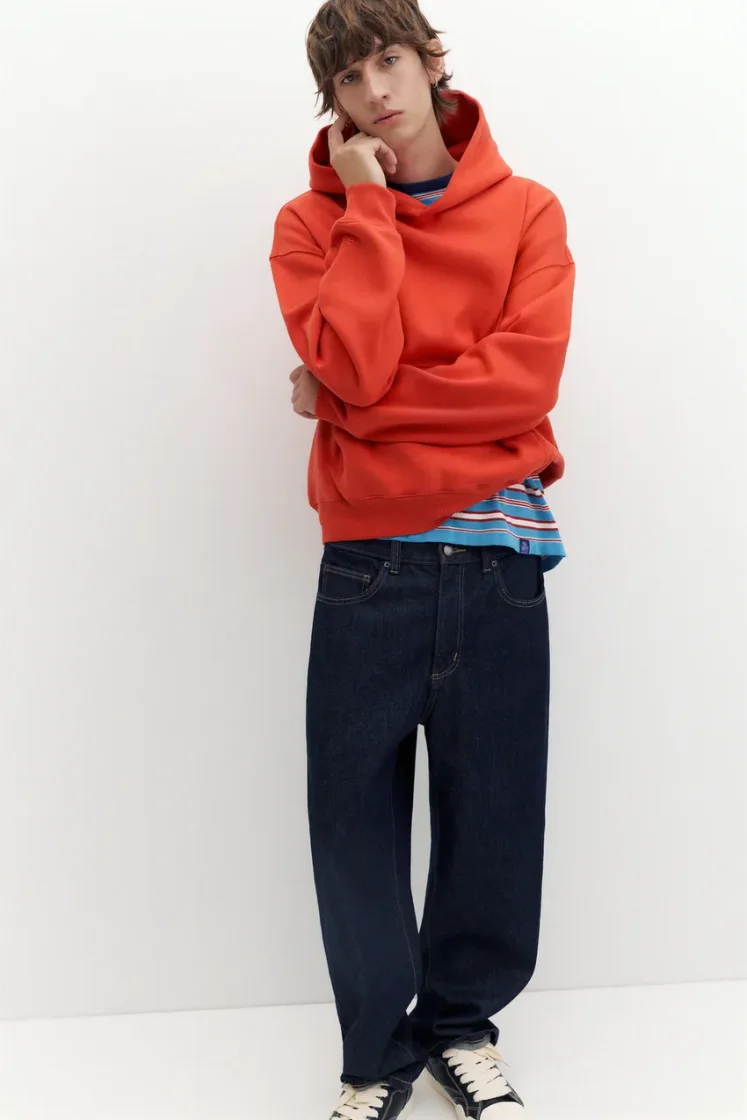 Pull&Bear STWD Boxy Hoodie — Red