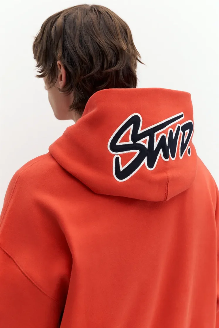 Pull&Bear STWD Boxy Hoodie — Red