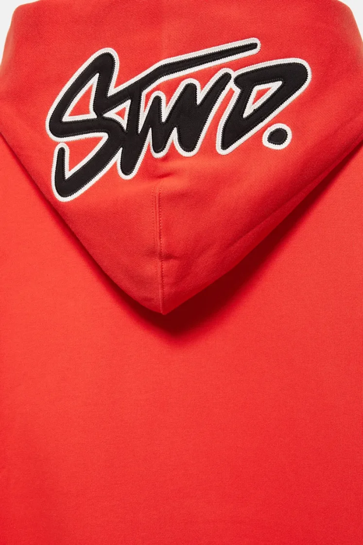 Pull&Bear STWD Boxy Hoodie — Red