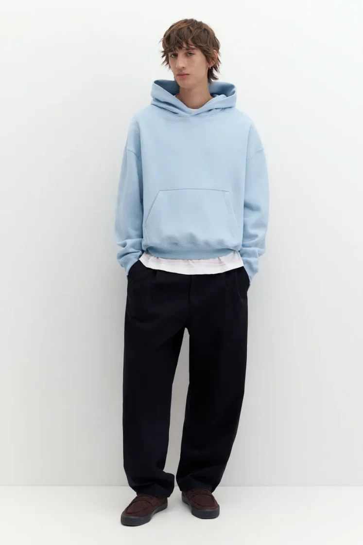 Pull&Bear STWD Boxy Hoodie — Sky Blue