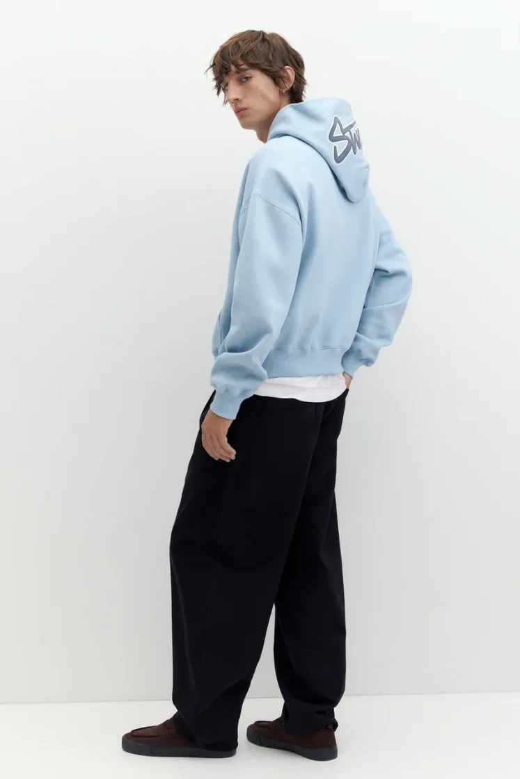 Pull&Bear STWD Boxy Hoodie — Sky Blue