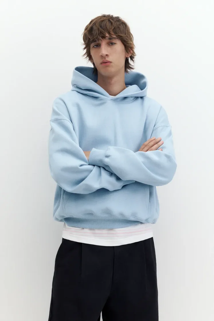 Pull&Bear STWD Boxy Hoodie — Sky Blue