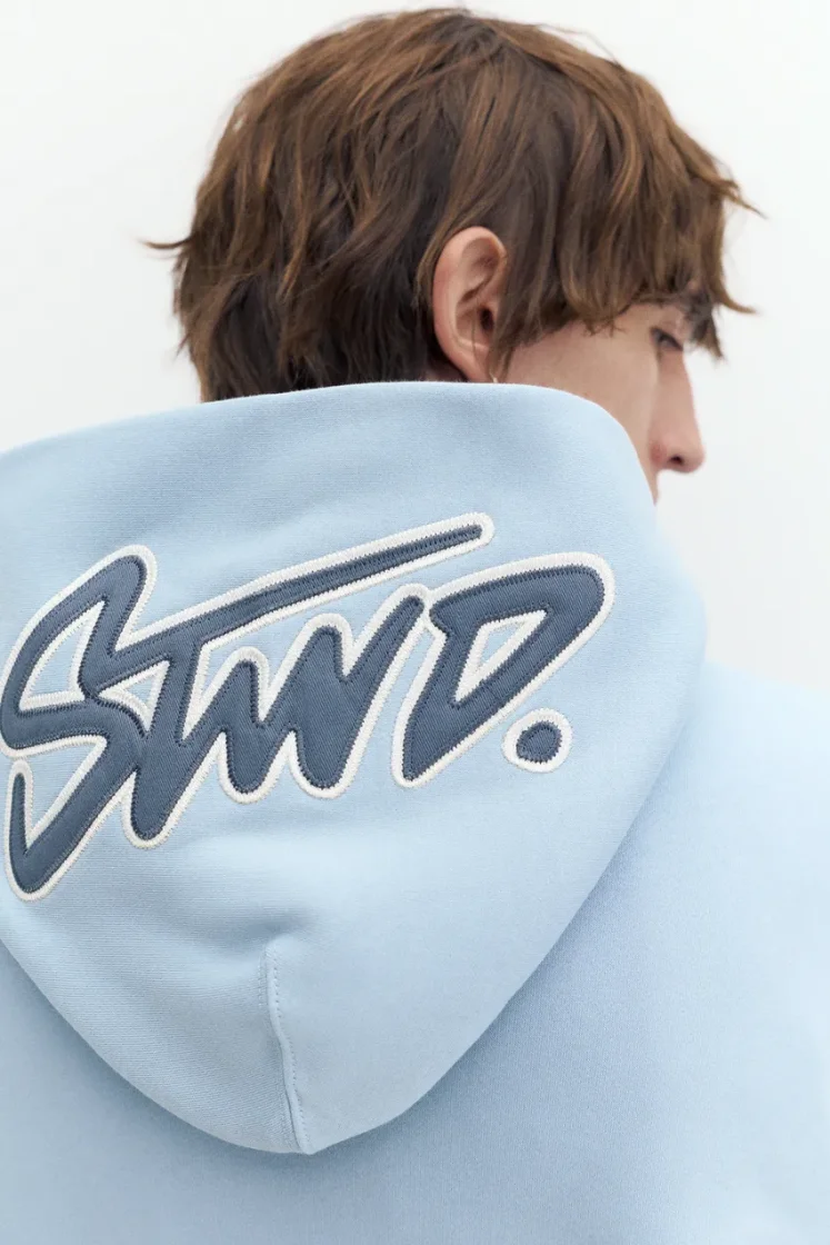 Pull&Bear STWD Boxy Hoodie — Sky Blue