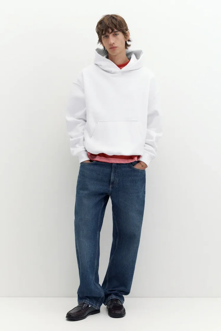 Pull&Bear STWD Boxy Hoodie — White