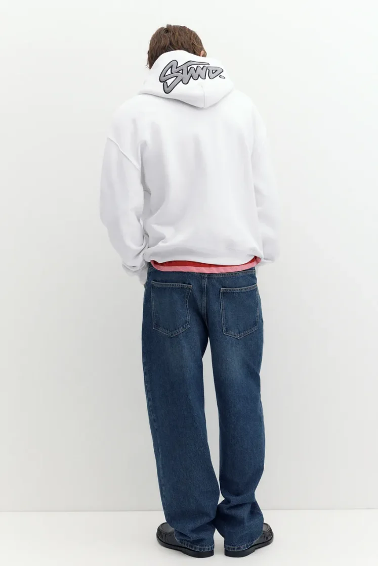 Pull&Bear STWD Boxy Hoodie — White