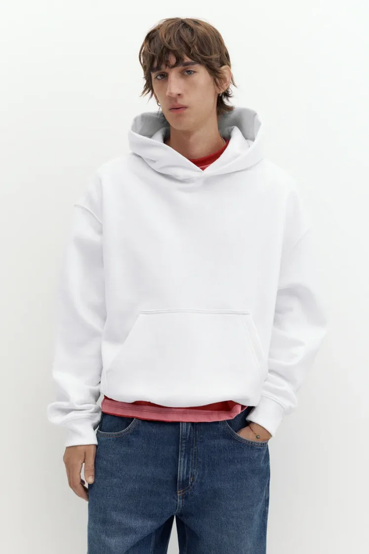 Pull&Bear STWD Boxy Hoodie — White