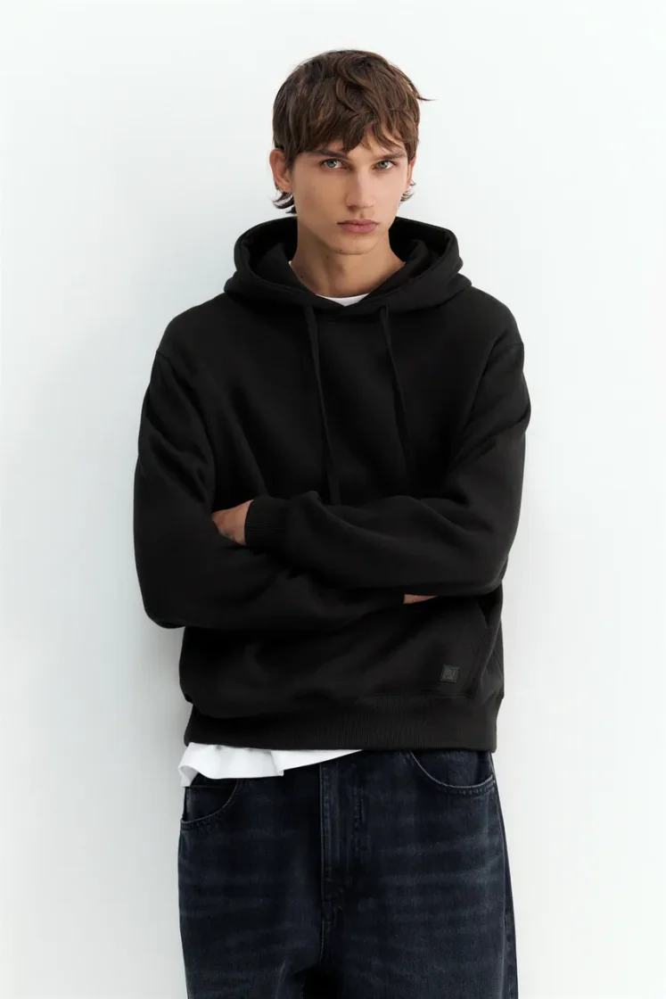 Pull&Bear Sweat basique à capuche — Black