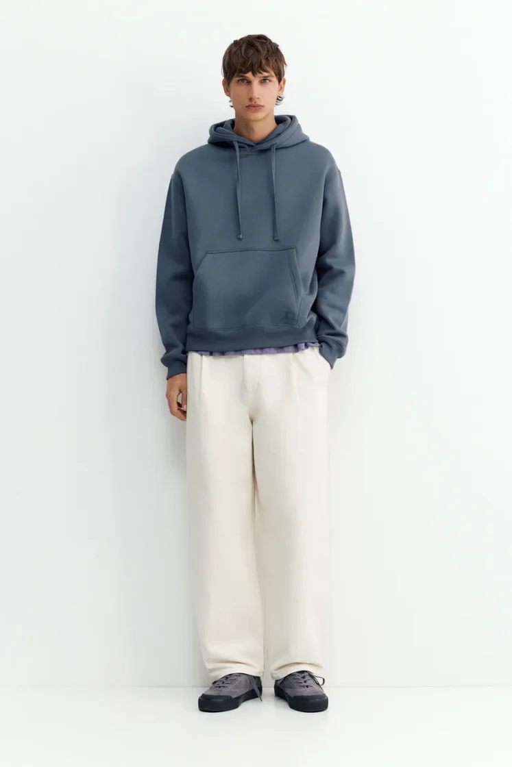 Pull&Bear Sweat basique à capuche — Bleu gris